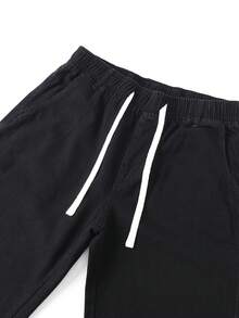 Men's Japanese Tiger Kanji Print Wide Leg Pants, Black Drawstring Waist Baggy Trousers, American High Street Y2K Streetwear Loose Fit Casual Pants, Perfect For Vacation & Daily Wear, Hip Hop Oversized Straight Leg Elastic Waist Casual Bottoms For Men - màu đen - Xem 5