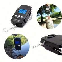 1pc 50kg/110lbs Portable Digital Luggage Scale, Fishing Scale, Handheld Hanging Hook Scale With Backlit LCD Display, Suitable For Travel, Fishing And Shopping Weighing And Unit Conversion Functions - Black - View 4