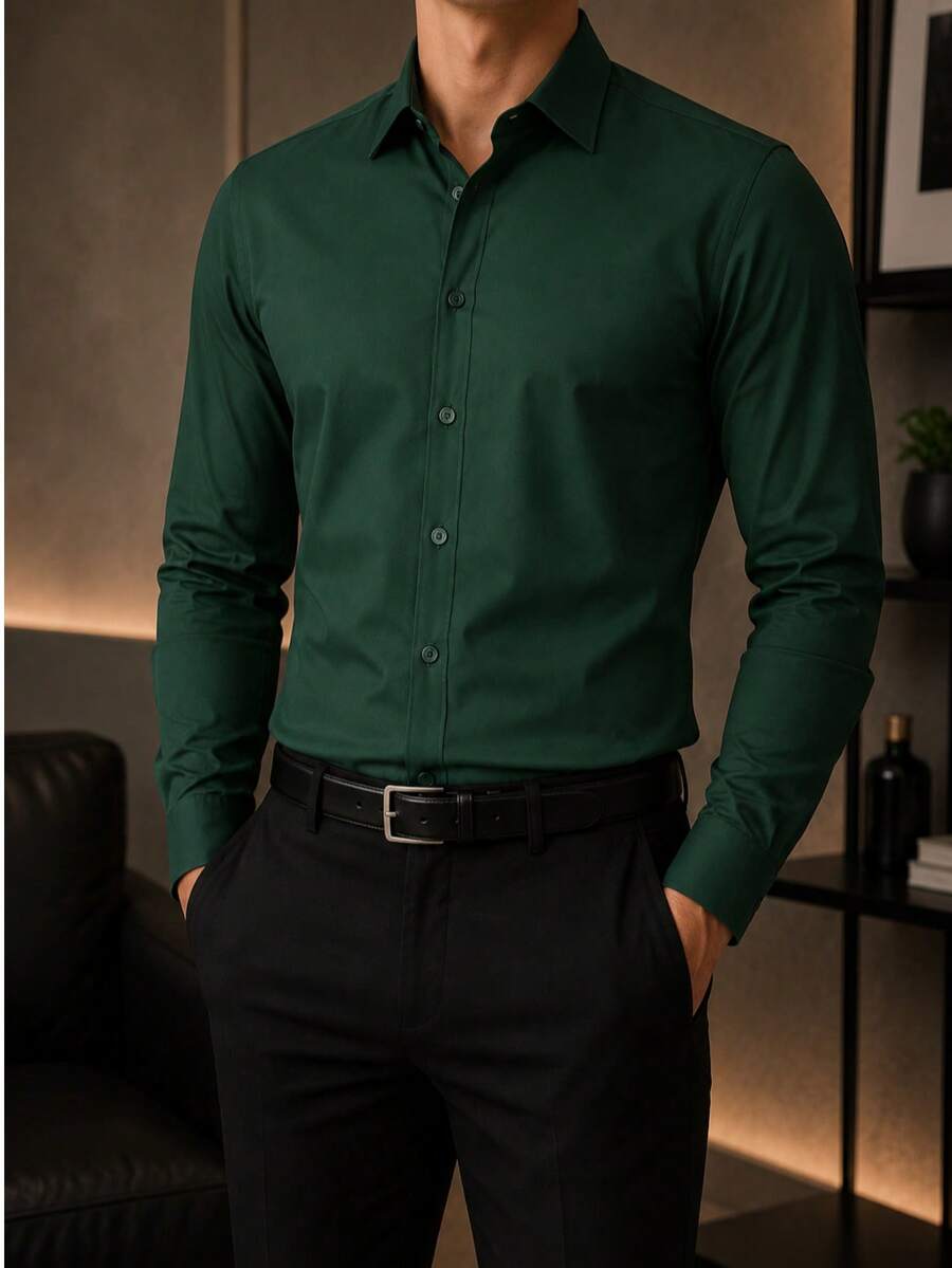 Rand paul Men's Microfiber Cotton Shirt - Comfortable And Stylish Slim Fit - Hutan hijau - View 1