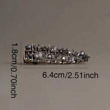 1 chiếc kẹp tóc đính đá đen, kẹp tóc mái lệch, phụ kiện tóc tối giản cá nhân hóa - màu đen - Xem 5