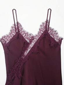 Nuevo Top de estilo lencería con decoración de encaje de moda europea para mujer, estilo veraniego - Rojo violeta - Ver 4