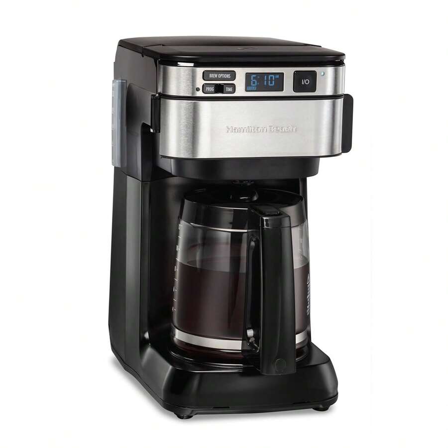 Cafetera Programable Hamilton Beach, capacidad para 12 tazas, taza de vidrio, Acceso frontal para facilitar el llenado - Tipo de Enchufe A USA (110-127V) - Ver 1