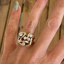 Women's Fashion Creative 18K Gold Plated Asymmetrical Line Zirconia Stone Ring - Gold - View 4