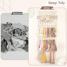 Caja de almacenamiento para diademas, caja de almacenamiento para pinzas y diademas de lazo, para almacenar grandes cantidades de accesorios para el cabello, decoración de pared de tocados hechos a mano en estilo bohemio - Multicolor - Ver 4