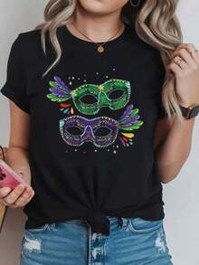 Camiseta de verano genial para mujer. La camiseta casual estilo Punjabi ha llegado con música apasionante, para las amantes de la cultura, y una camiseta de manga corta con cuello redondo para primavera y verano para mujer, con texto estampado. Moda. - Negro 2 - Ver 1