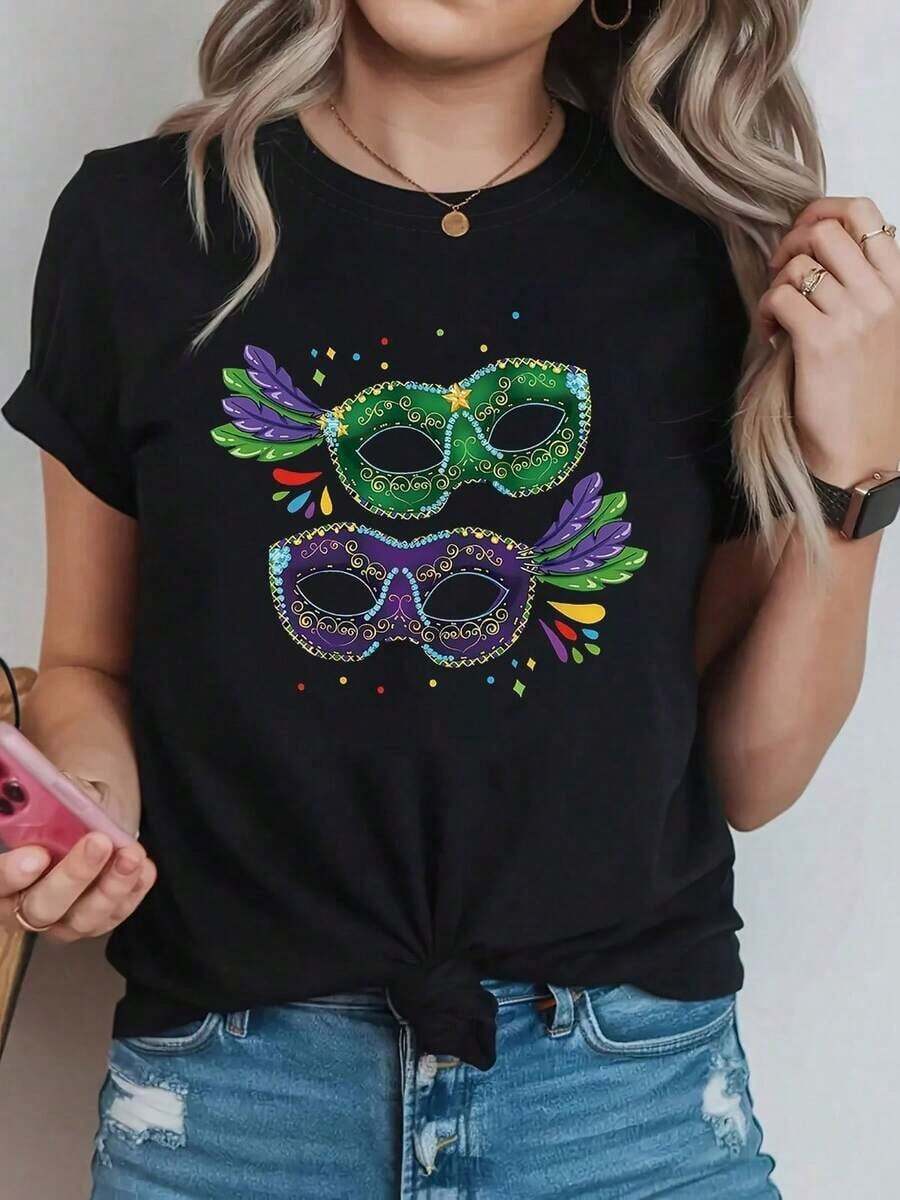 Camiseta de verano genial para mujer. La camiseta casual estilo Punjabi ha llegado con música apasionante, para las amantes de la cultura, y una camiseta de manga corta con cuello redondo para primavera y verano para mujer, con texto estampado. Moda. - Negro 2 - Ver 1