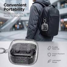 1 pieza Cepillo de limpieza + 1 pieza Caja de almacenamiento transparente con brillo, adecuado para Galaxy Buds 4 Pro Estuche suave para auriculares inalámbricos Bluetooth - transparente - Ver 3