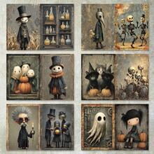 36 Sheets A5 Dark Halloween Cartoon Character Background Scrapbooking Paper, Suitable For Bullet Journal, Scrapbook, Card Making And Craft Projects - Rectangle - View 3