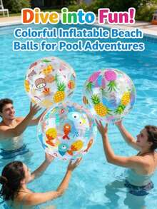 1pc/3pcs 20-Inch Inflatable Beach Balls, Large Durable Swimming Pool Toys, Suitable For Beach Parties, Swimming, Outdoor Decoration And More - A - View 8