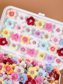30pcs Assorted Fabric Flower Hair Clips, Minimalist Style Hair Accessories For Girls, Suitable For Daily Use - Multicolor - View 4