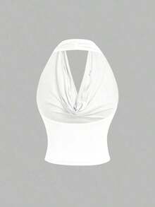 4 piezas Tops de mujer 95% algodón de ajuste ceñido de 3 formas en unicolor - Cuello de capucha, hombros descubiertos y sin tirantes, tops casuales estéticos para verano y primavera para festivales, vacaciones en la playa, fiestas de té, bailes - Blanco - Ver 3