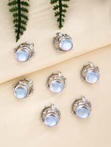 10 piezas Decoraciones de uñas de bola de cristal azul océano plateado, Decoración de metal DIY, Productos de manicura, Accesorios de arte de uñas, Suministros para uñas, Joyería para uñas, Gemas para uñas - Multicolor - Ver 3