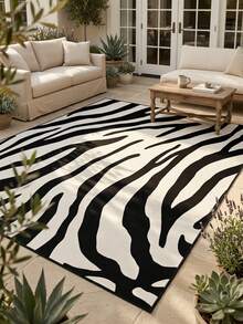 1PC Rug, Carpet, Area Rug, Door Mat, Nordic Modern Abstract Geometric Line Zebra Stripe Outdoor Carpet, Entrance, Balcony, Garden, Outdoor, Patio, Living Room, All Season Soft Machine Washable Rug Mat, Home Decor - Multicolor - View 1