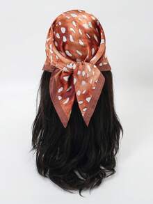 1pc Simple Printed 70cm Square Scarf, New Spring Bandana For Women, Versatile Waist Tie, Headband, Fashion Neckerchief - Multicolor - View 6