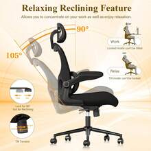 Ergonomic Office Chair, Comfy Mesh Desk Chair, High Back Computer Gaming Chairs With Adjustable Lumbar Support, Flip-Up Arms, He - Style Type as Pic - View 7