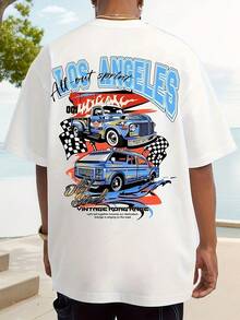 1330# Camiseta de hombre con estampado de letras de carreras - Blanco - Ver 7
