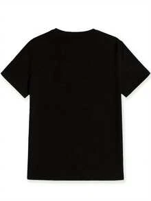 Camiseta casual de hombre con cuello redondo y estampado de rayas de colores tipo cinta de casete, prenda superior versátil de hombre con estampado , regalo para hombre - Negro - Ver 5