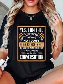Camiseta Casual 100% Algodón, con la frase 'Sí, soy alto, no, no juego baloncesto', Camiseta Divertida para Regalo - Negro - Ver 5