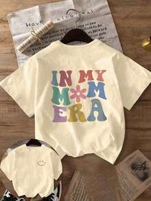 Camiseta de manga corta y cuello redondo con estampado suelto, regalo casual para el Día de la Madre, atuendo de vacaciones de verano, ropa de mujer de verano, ropa de mujer de primavera, blusas, ropa de club para mujeres-Lightweight  Skin-Friendly - Albaricoque - Ver 3