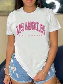 Women's Casual T-Shirt With Butterfly Print - Short Sleeves, Round Neck, Black Base With Pink Angel Print, Soft Pure Cotton Fabric, Perfect For Spring And Summer, Suitable For Everyday Casual Wear. Pretty Blouses, 100% Cotton - 白色的 - 查看 7