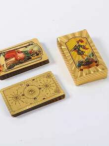 Luxury Gold Foil Imitation Tarot Cards, Waterproof PVC Anti-Wrinkle Vintage Tarot Deck, Divination Cards Suitable For Beginners, Gift For Tarot Enthusiasts, High-End Gift Item Suitable For Collection And Divination Use - Multicolor - View 3