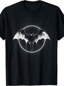 Camiseta unisex de manga corta, Cool Goth Bats Lover T-Shirt |   Suave y cómodo, cuello redondo, corte regular, para todas las estaciones, estilo vintage, 220g, playeras negras hombre, spiderman, ,  mujer, romwe men, boho chic, regalos para maestras, camiseta para mujer, conjuntos curvy para mujer, y2k. - Negro - Ver 1