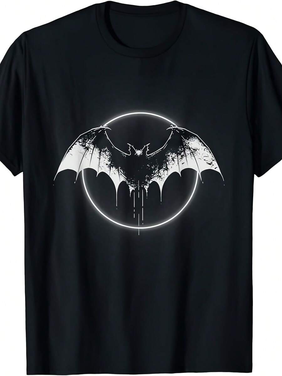 Camiseta unisex de manga corta, Cool Goth Bats Lover T-Shirt |   Suave y cómodo, cuello redondo, corte regular, para todas las estaciones, estilo vintage, 220g, playeras negras hombre, spiderman, ,  mujer, romwe men, boho chic, regalos para maestras, camiseta para mujer, conjuntos curvy para mujer, y2k. - Negro - Ver 1
