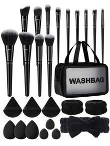 26 PIEZAS Juego de herramientas de maquillaje que incluye: 13 PIEZAS Juego de brochas de maquillaje + 3 PIEZAS Esponjas de maquillaje + 3 PIEZAS Borlas de polvo triangulares + 3 PIEZAS Borlas de polvo de cojín de aire mini + 2 PIEZAS Correa de tazón de mano + 1 pieza Diadema + 1 pieza Bolsa de tocador y cosméticos multiusos impermeable con cremallera - Multicolor - Ver 13