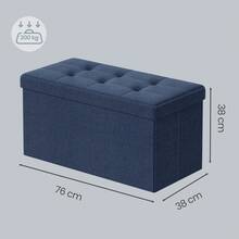 Banco de Almacenamiento, Puff Almacenaje de 76 cm, Baúl de Almacenaje, Taburete Reposapiés - Gris Oscuro - Ver 8