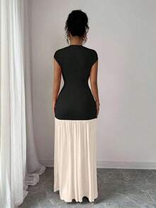 Nuevo vestido de moda de cuello alto sólido rojo sin mangas, con diseño sexy de malla calada y plisado en línea A, adecuado para fiesta de graduación, eventos festivos, citas - Multicolor - Ver 2