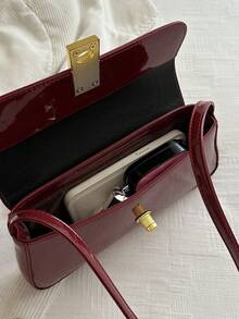 New Summer Phone Pouch, Glossy Underarm Bag, Small Backpack - Burgundy - View 8