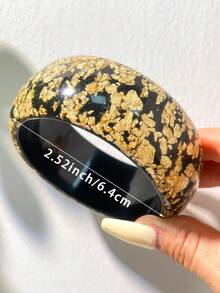 1 pieza Brazalete de estilo barroco vintage con incrustaciones de diamante de imitación exagerado, brazalete de textura de madera abierto con decoración de remaches de estrella de varios elementos - Multicolor D - Ver 4