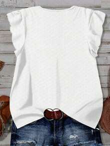 Camisa casual de vacaciones para mujer, diseño minimalista adecuado para el verano, blusa con estampado floral diminuto, camisa de verano para mujer, conjunto de vacaciones para mujer - Blanco - Ver 2