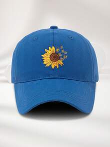 1pc Unisex Adjustable Size Sunflower & Butterfly Print Casual Baseball Cap, Versatile For Outdoor, Camping, Beach, Party, Breathable, Suitable For Spring, Summer, Autumn, Winter - A - View 15