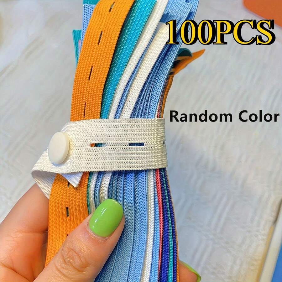 50/100pcs/Set, Random Color, Canvas Elastic Organizer Straps With Adjustable Buttons - Suitable For Clothing Storage, Luggage Space Saving, Drawer And Wardrobe Organization, Bedding Fixing, Etc.