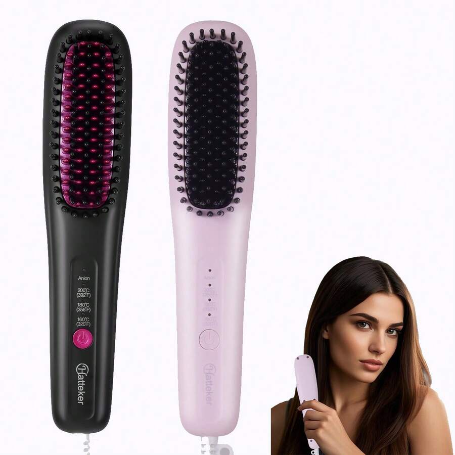 1 lược duỗi tóc cầm tay đa năng dành cho nữ, máy duỗi tóc tại nhà, lược chải tóc ion âm đa nhiệt độ