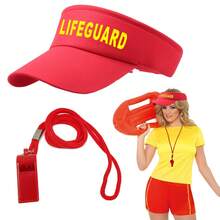 2pcs Lifeguard Costume Accessories Set, Adjustable Hat And Whistle Included, Unisex Adult Suitable For Beach, Pool Party, Halloween, Carnival, Cosplay, Lifeguard Uniform - Multicolor - View 6