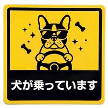 強磁力マグネット 車用 ステッカー 犬が乗っています 14cm×14cm 正方形 カーステッカー 面白い 煽り運転防止 ユーモア 安全運転 丈夫 耐水 耐候 ラミネート加工 屋外用 B0126 - 写真のように - チェックする 1
