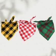 Cute Pet Dog Bandana, Saliva Bib, Triangle Scarf, Allows Dogs To Be Happy, Suitable For Pets At Home, Plaid Dog Scarf, Reversible Checkered Bib Scarf, Washable Christmas Dog Scarf, Accessories For Boys And Girls, Birthday Gift, Green/Black/Blue/Red Square Dog Bib, Reversible Scarf, Adjustable, Suitable For Small To Large Dogs And Cats (Checkered Size Random) - Multicolor - View 12