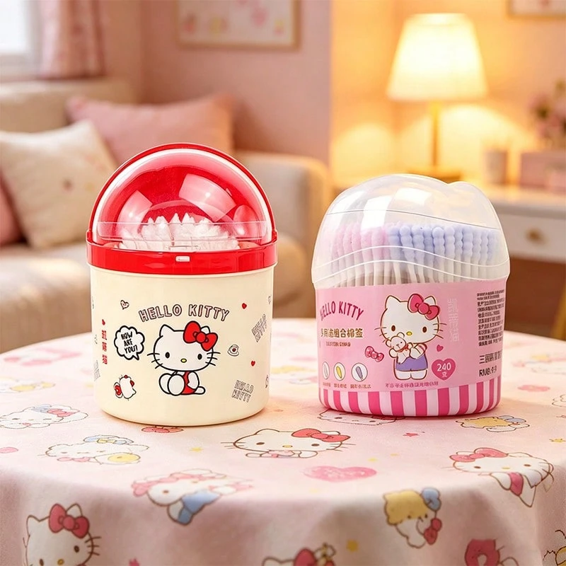 Miniso 名创优品 Hello Kitty 纸杆双头棉签 150 支装 & Hello Kitty 多头棉签组合装 240 支装,柔软棉头亲肤不刺激,纸杆坚韧不易弯曲,多用途,可用于清洁、卸妆、耳鼻护理(1 支装) - 多色 - 查看 1