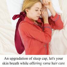 2件装奢华丝缎可调节抽绳睡眠帽，舒适贴合，护发，防皱设计，紧密贴合，保护头发 | 缎面帽 | 光滑缎面纯色睡眠帽，涤纶 - 彩色 - 查看 3