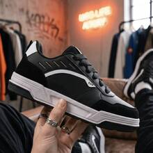 Elden Men's Casual Street Skate Original Comfortable Streetwear Sneakers E2202 - 黑與白 - 查看 1