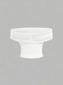 4 piezas Tops de mujer 95% algodón de ajuste ceñido de 3 formas en unicolor - Cuello de capucha, hombros descubiertos y sin tirantes, tops casuales estéticos para verano y primavera para festivales, vacaciones en la playa, fiestas de té, bailes - Blanco - Ver 7