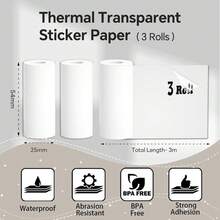 Giấy in nhiệt mini đa năng, cuộn giấy dán tự dính trong suốt 57x25mm, tương thích rộng rãi với nhiều loại máy in ảnh cầm tay và máy dán nhãn tức thời. - Xem 4