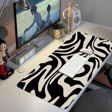 1pc XXL Large Desk Mat, Non-Slip Rubber Bottom Gaming Pad With Stitched Edges, Large Keyboard Mat Suitable For Work, Gaming, Office, Home, Zebra Black - Mouse Pad - View 3