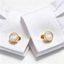 1pc Round CD-Shaped Enamel Metal Cufflinks, For Men's Formal Shirt - Multicolor - View 9