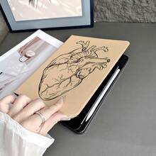1 件装解剖心脏素描图案保护套，带笔槽，适用于 iPad Air 4/5/10 代智能保护套/Air 13(M3 2025)/Air 11(M3 2025)/11(A16 2025)，兼容 Oppo Pad、华为 MatePad、vivo Pad、荣耀 Pad 和联想小新 Pad。 - 彩色 - 查看 8