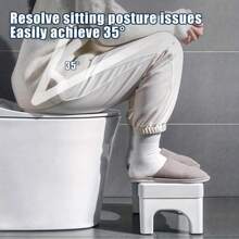 1pc Ergonomic Toilet Foot Stool, Anti-Slip Squatting Step Stool For Bathroom, Thickened Plastic Commode Stool - White - View 7
