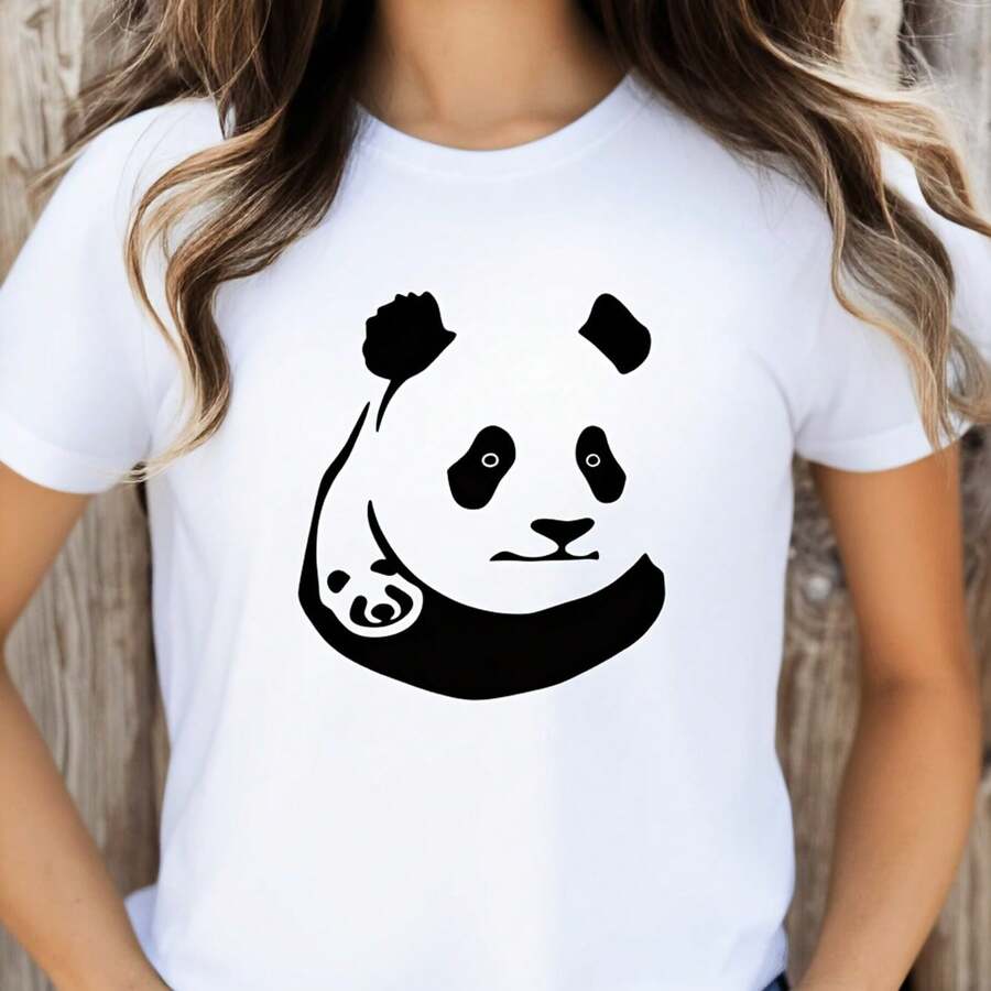 Camiseta para Mujer con Diseño de Oso Minimalista y Texto - Blanco - Ver 1