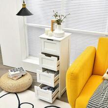 Costway Bathroom Storage Cabinet Freestanding Storage Organizer Side Table, Storage Drawer Units - Blanco - Ver 3
